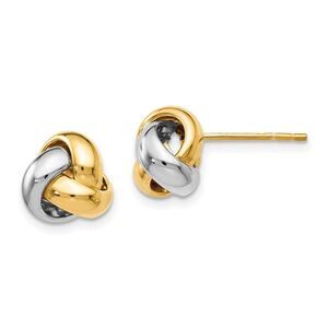 8.5mm (5/16 Inch) 14k Two-Tone Gold Polished Love Knot Stud Earrings